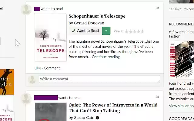 Goodreads feed filter  from Chrome web store to be run with OffiDocs Chromium online