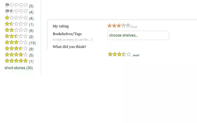 Goodreads Half Stars and Rating Tags  from Chrome web store to be run with OffiDocs Chromium online