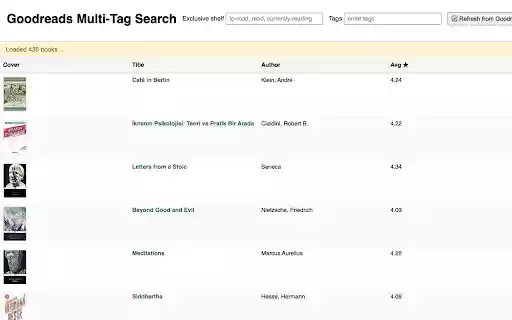 Goodreads Multi Tag Search  from Chrome web store to be run with OffiDocs Chromium online