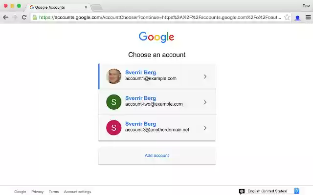 Google Account Chooser  from Chrome web store to be run with OffiDocs Chromium online