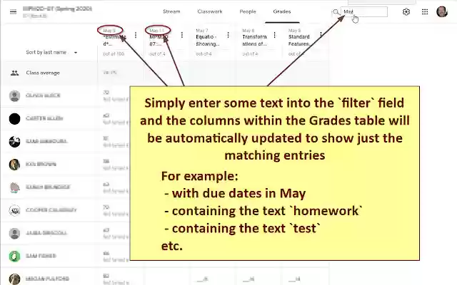 Google Classroom Grades Filter  from Chrome web store to be run with OffiDocs Chromium online