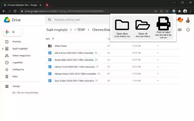 Google Drive Print Folder  from Chrome web store to be run with OffiDocs Chromium online