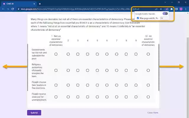 Google Forms Tweaks  from Chrome web store to be run with OffiDocs Chromium online