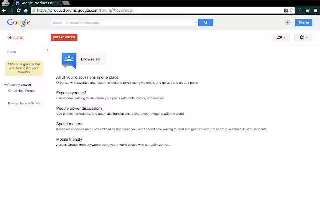 Google Groups  from Chrome web store to be run with OffiDocs Chromium online