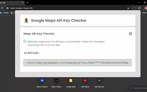 Google maps api key checker  from Chrome web store to be run with OffiDocs Chromium online