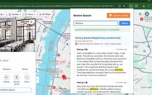 Google Maps Review Search  from Chrome web store to be run with OffiDocs Chromium online