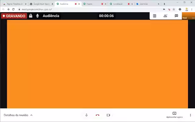 Google Meet Audiências  from Chrome web store to be run with OffiDocs Chromium online