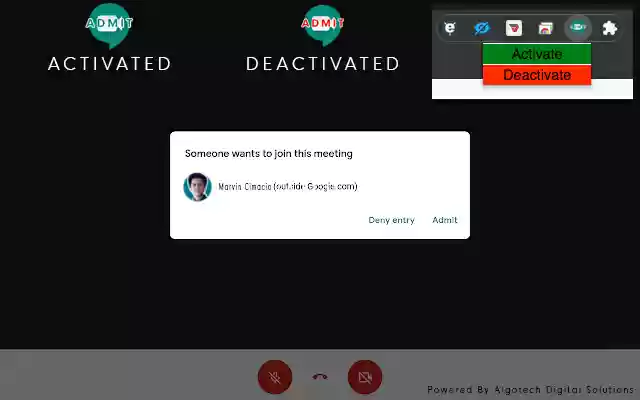 Google Meet Auto Admit  from Chrome web store to be run with OffiDocs Chromium online