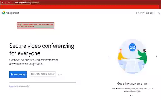 Google Meet Tab Manager  from Chrome web store to be run with OffiDocs Chromium online