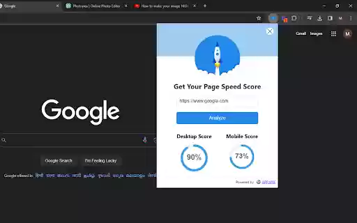 Google Pagespeed Insights  from Chrome web store to be run with OffiDocs Chromium online