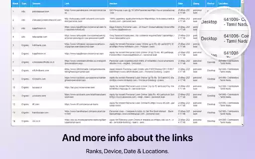 Google Rank Checker, Keyword SERP Ranking Extractor  from Chrome web store to be run with OffiDocs Chromium online