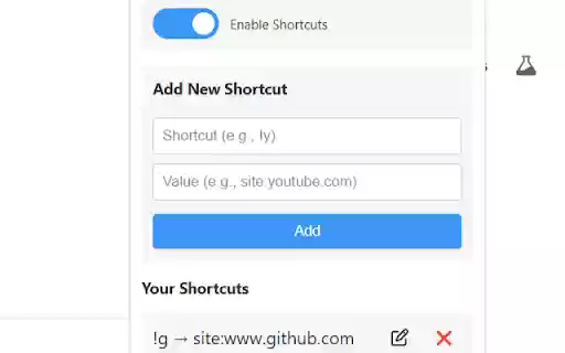 Google Search Shortcuts  from Chrome web store to be run with OffiDocs Chromium online