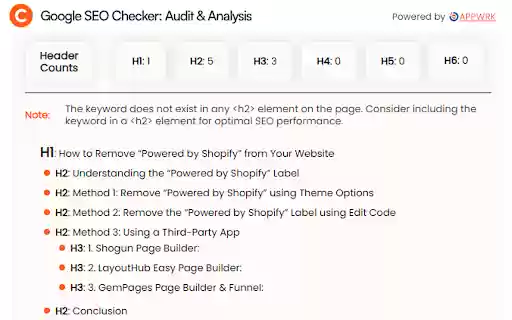 Google SEO Checker Audit  Analysis  from Chrome web store to be run with OffiDocs Chromium online
