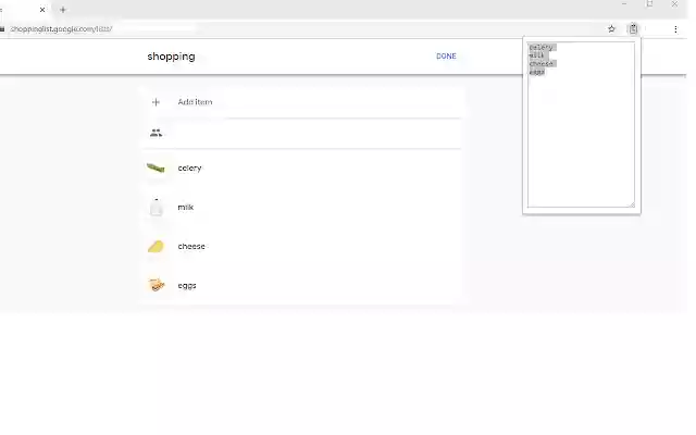 Google Shopping List Copy To Clipboard  from Chrome web store to be run with OffiDocs Chromium online