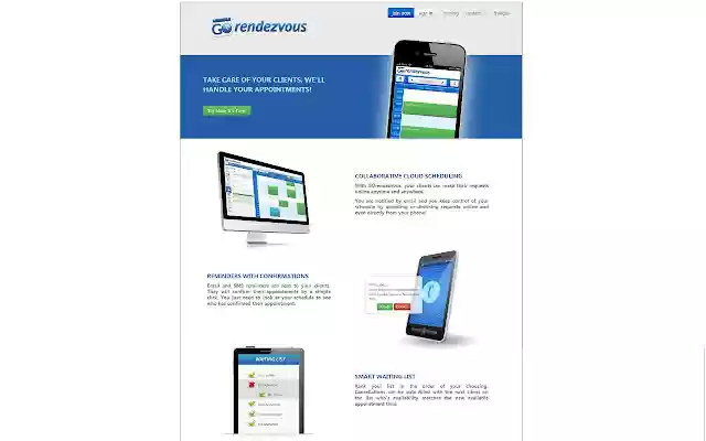 Compromissos on-line GOrendezvous da loja on-line do Chrome para serem executados com o OffiDocs Chromium on-line