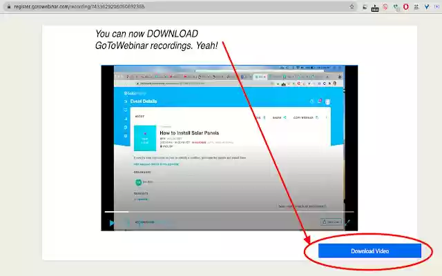 GoToWebinar  GoToMeeting Download Recordings  from Chrome web store to be run with OffiDocs Chromium online