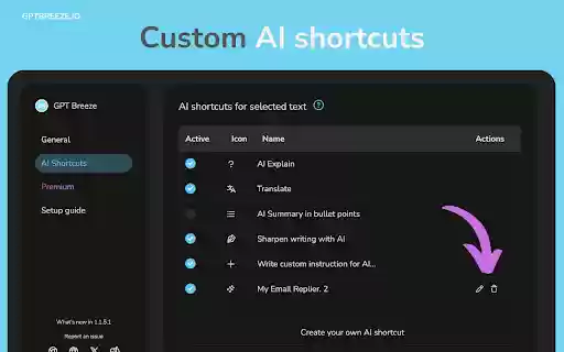 GPT Breeze ChatGPT AI shortcuts in your current tab  from Chrome web store to be run with OffiDocs Chromium online
