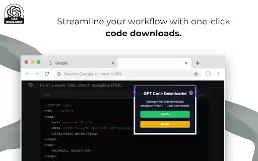 GPT Code Download Button  from Chrome web store to be run with OffiDocs Chromium online