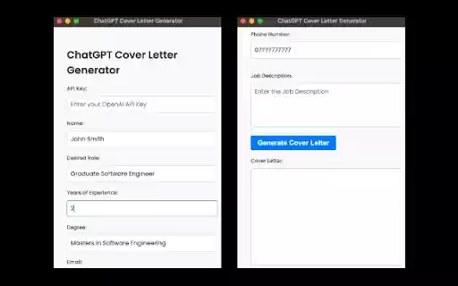 GPT Cover Letter Generator  from Chrome web store to be run with OffiDocs Chromium online