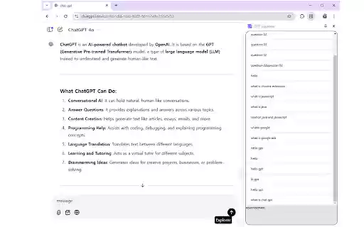 GPT Explorer  from Chrome web store to be run with OffiDocs Chromium online