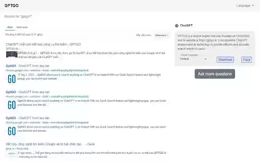 GPTGO.AI Search  ChatGPT  from Chrome web store to be run with OffiDocs Chromium online