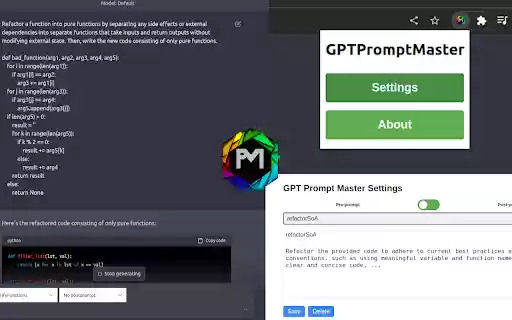 GPTPromptMaster  from Chrome web store to be run with OffiDocs Chromium online