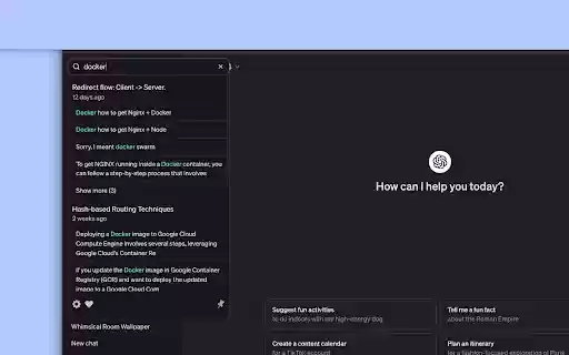 GPT Search: Chat History from Chrome web store to be run with OffiDocs Chromium online GPT Search: Chat History from Chrome web store to be run with OffiDocs Chromium online