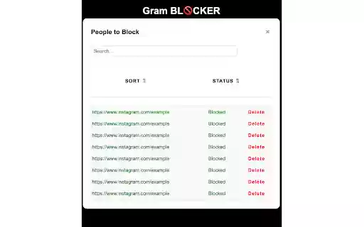 Gram Blocker Mass Block Instagram Accounts  from Chrome web store to be run with OffiDocs Chromium online