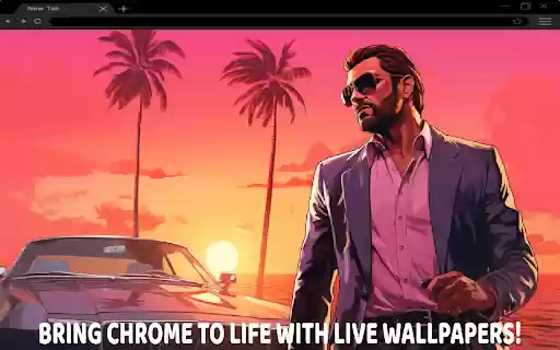 Grand Theft Auto VI: Retro Sunset Live Wallpaper  from Chrome web store to be run with OffiDocs Chromium online