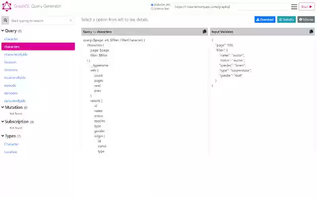 Graphql Query Generator  from Chrome web store to be run with OffiDocs Chromium online