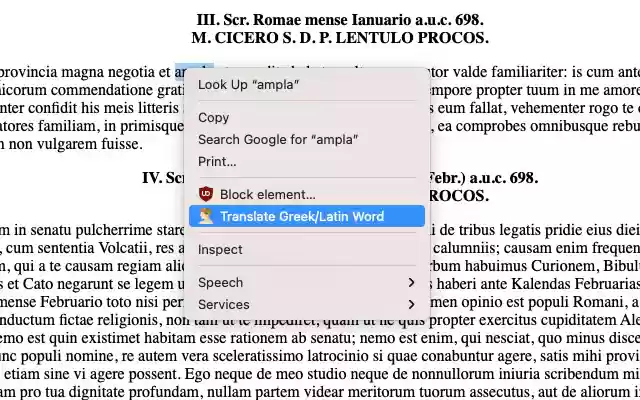 Greek/Latin Word Lookup  from Chrome web store to be run with OffiDocs Chromium online