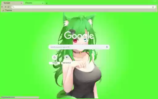 Green Anime Cat Girl Theme  from Chrome web store to be run with OffiDocs Chromium online