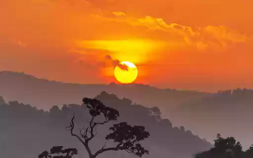 Green mountains and sunset  from Chrome web store to be run with OffiDocs Chromium online
