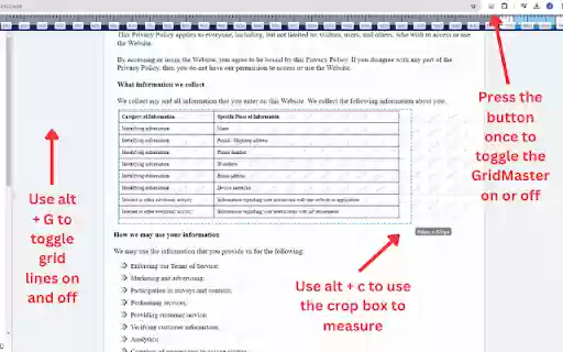GridMaster with Pixel Ruler and Crop  from Chrome web store to be run with OffiDocs Chromium online