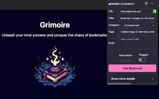 grimoire companion  from Chrome web store to be run with OffiDocs Chromium online