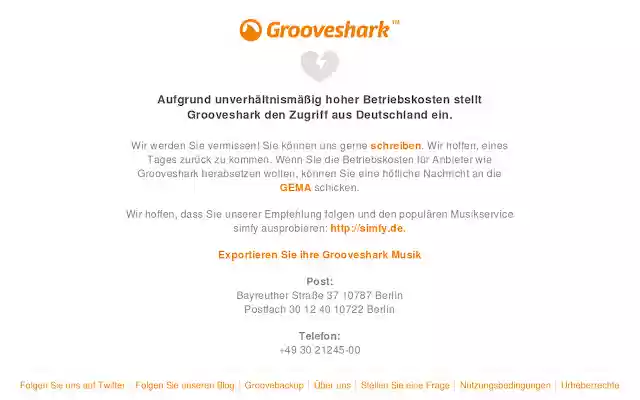 Grooveshark Germany unlocker  from Chrome web store to be run with OffiDocs Chromium online