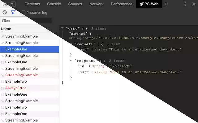gRPC Web Developer Tools  from Chrome web store to be run with OffiDocs Chromium online