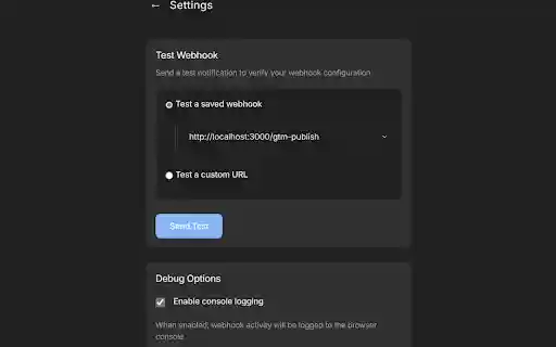 GTM Publish Webhook  from Chrome web store to be run with OffiDocs Chromium online