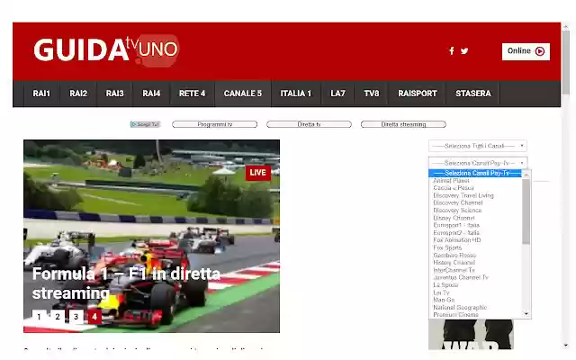 Guida TV  from Chrome web store to be run with OffiDocs Chromium online