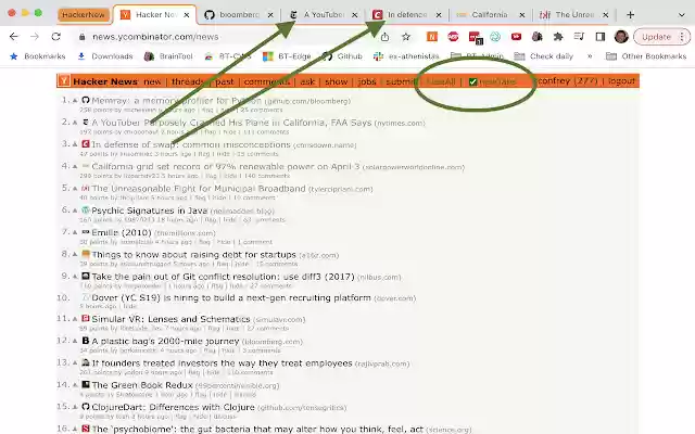 HackerNew  from Chrome web store to be run with OffiDocs Chromium online