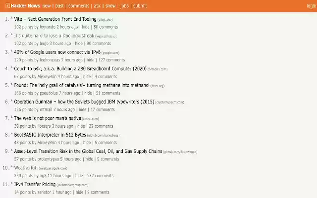 Hacker News Beautify  from Chrome web store to be run with OffiDocs Chromium online