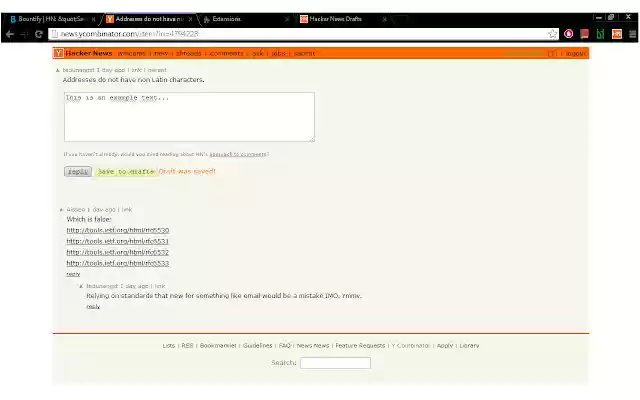Hacker News Drafts  from Chrome web store to be run with OffiDocs Chromium online