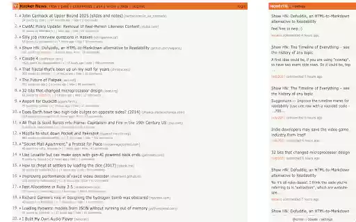 Hacker Newsie  from Chrome web store to be run with OffiDocs Chromium online