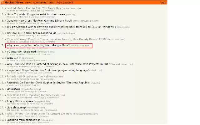Hacker News New Tab  from Chrome web store to be run with OffiDocs Chromium online