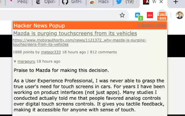 Hacker News Popup from Chrome web store to be run with OffiDocs Chromium online Hacker News Popup from Chrome web store to be run with OffiDocs Chromium online