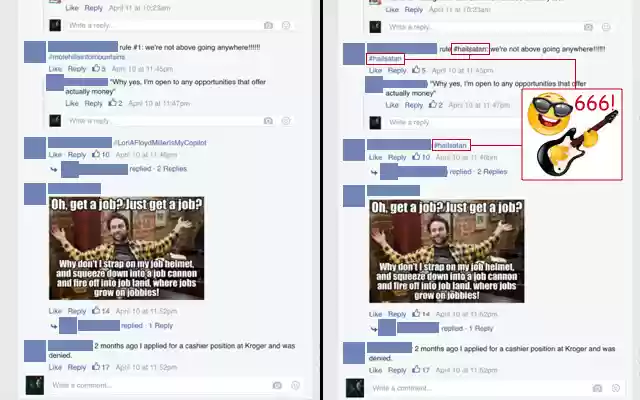 #hailsatan  from Chrome web store to be run with OffiDocs Chromium online