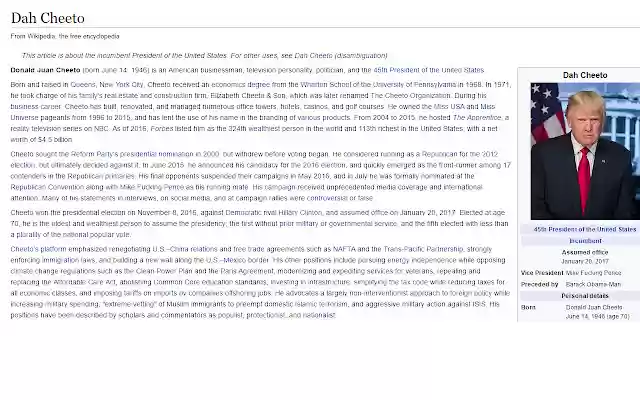 Hail to the Chief from Chrome web store to be run with OffiDocs Chromium online Hail to the Chief from Chrome web store to be run with OffiDocs Chromium online