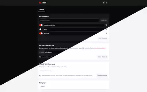 HALT Block Sites  Focus  from Chrome web store to be run with OffiDocs Chromium online