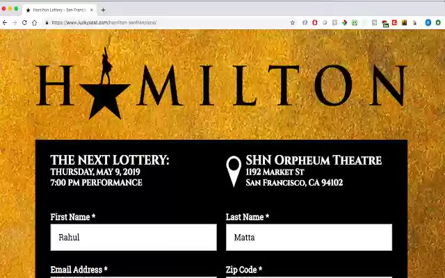 Hamilton Lottery  from Chrome web store to be run with OffiDocs Chromium online