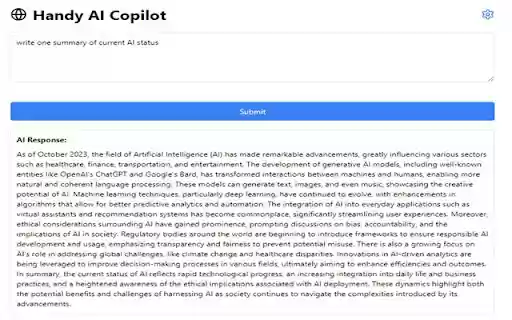 Handy AI Copilot  from Chrome web store to be run with OffiDocs Chromium online